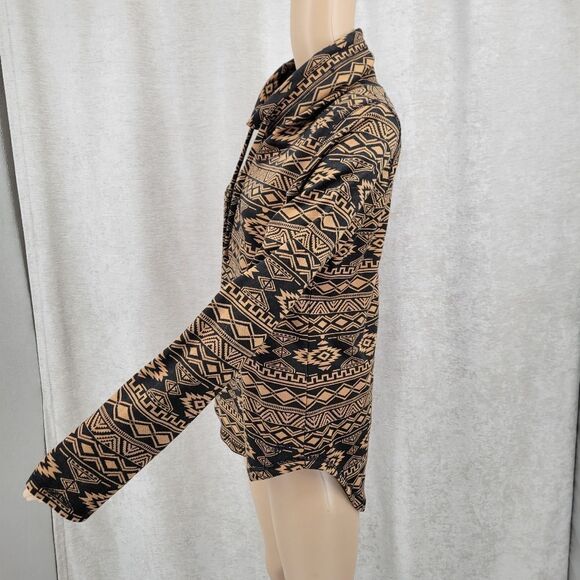 Kavu Skylar Cowl Neck Gold Black Southwestern Aztec Print Pullover - Picture 4 of 7